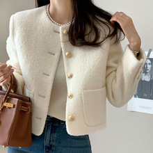 韩国东大门女装Chic羊毛呢外套 时尚单排扣短款开衫呢子韩版外套