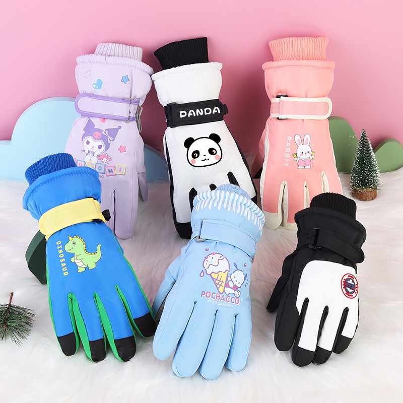 3-17 Niños de mediana edad niños gruesos a prueba de frío a prueba de agua a prueba de viento antideslizante y caliente para jugar con guantes de sedro para esquiar en invierno