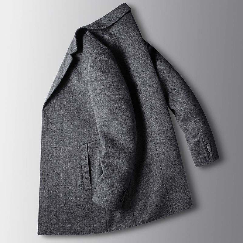 Herrenbekleidung Herrenmantel Herbst und Winter doppelseitige Wolle handgefertigte Windjacke mittleren Alters und junger Business-Casual-Wolljacke mit Seiden-Baumwollfutter_voghion.com