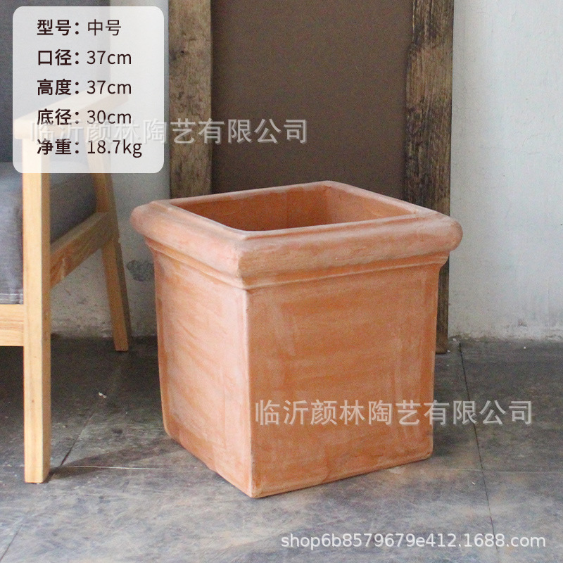 Cerámica roja de maceta cuadrada para hacer viejas macetas de cerámica gruesa maceta cuadrada gran jardín de árboles de plantación de viento maceta paisajismo cerámica de jardinería