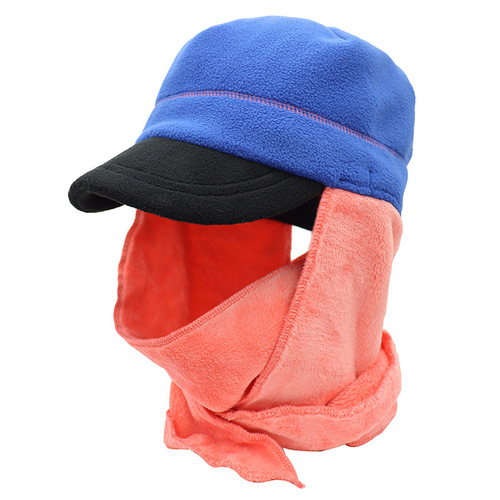 Two-piece scarf, hat, neck scarf, integrated hat for middle-aged and elderly people, winter suit, polar fleece one-piece hat, manufacturer's warm hat