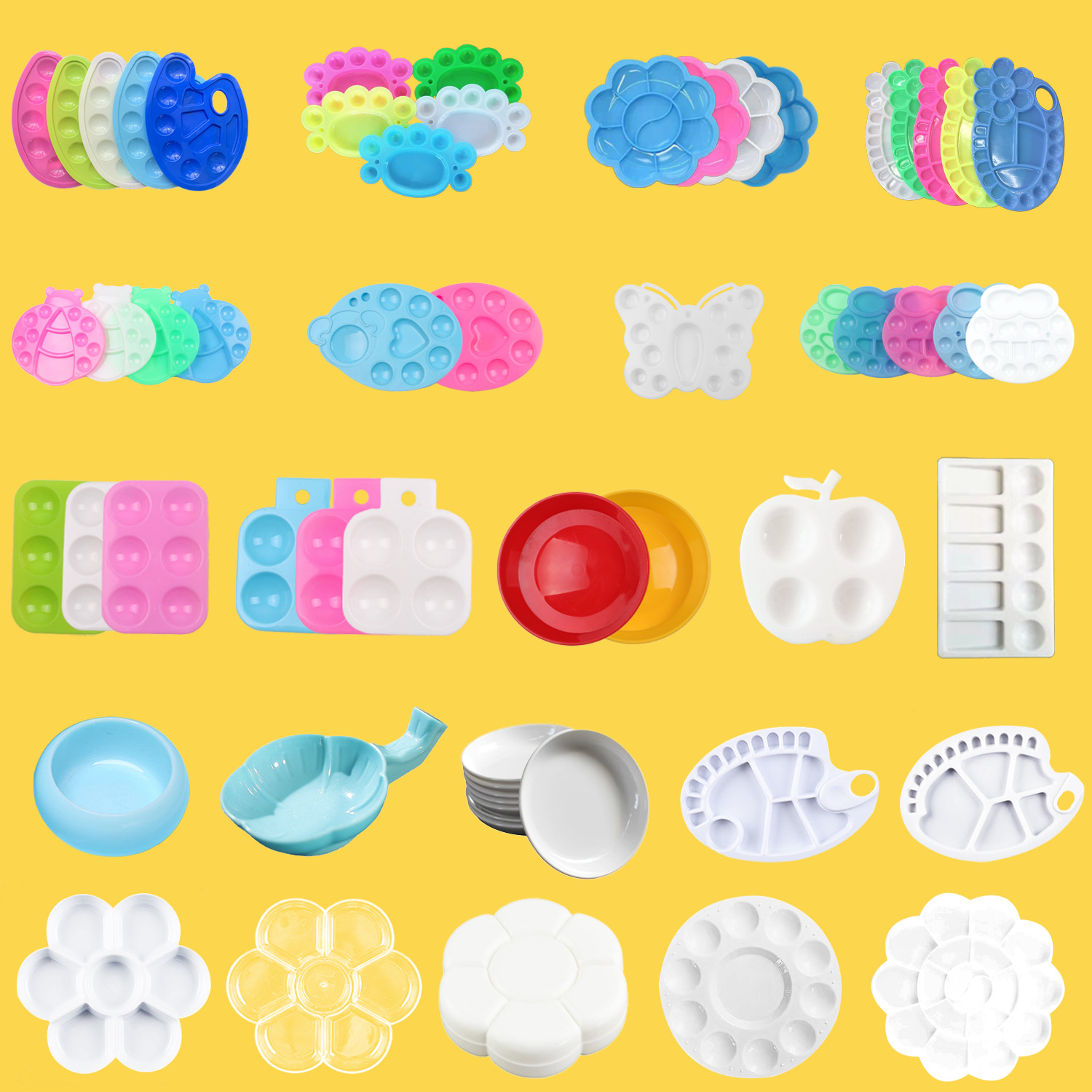 Small white plastic pigment palette