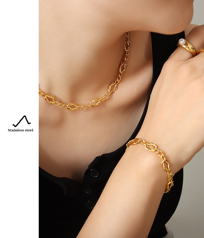 Fashion Pentagram Heart Shape Titanium Steel Plating Womenu0027S Bracelets Necklace