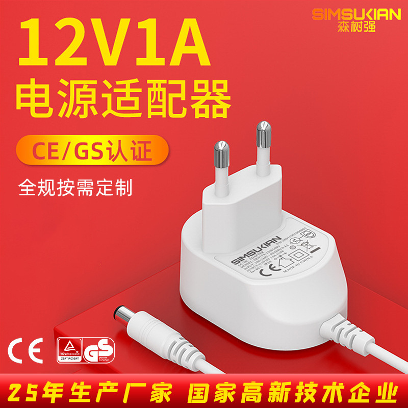 12V1A Power Adapter 24V1A Charger Ce/Gs European Standard Power Supply Certified Small Home Appliance Switching Power Supply