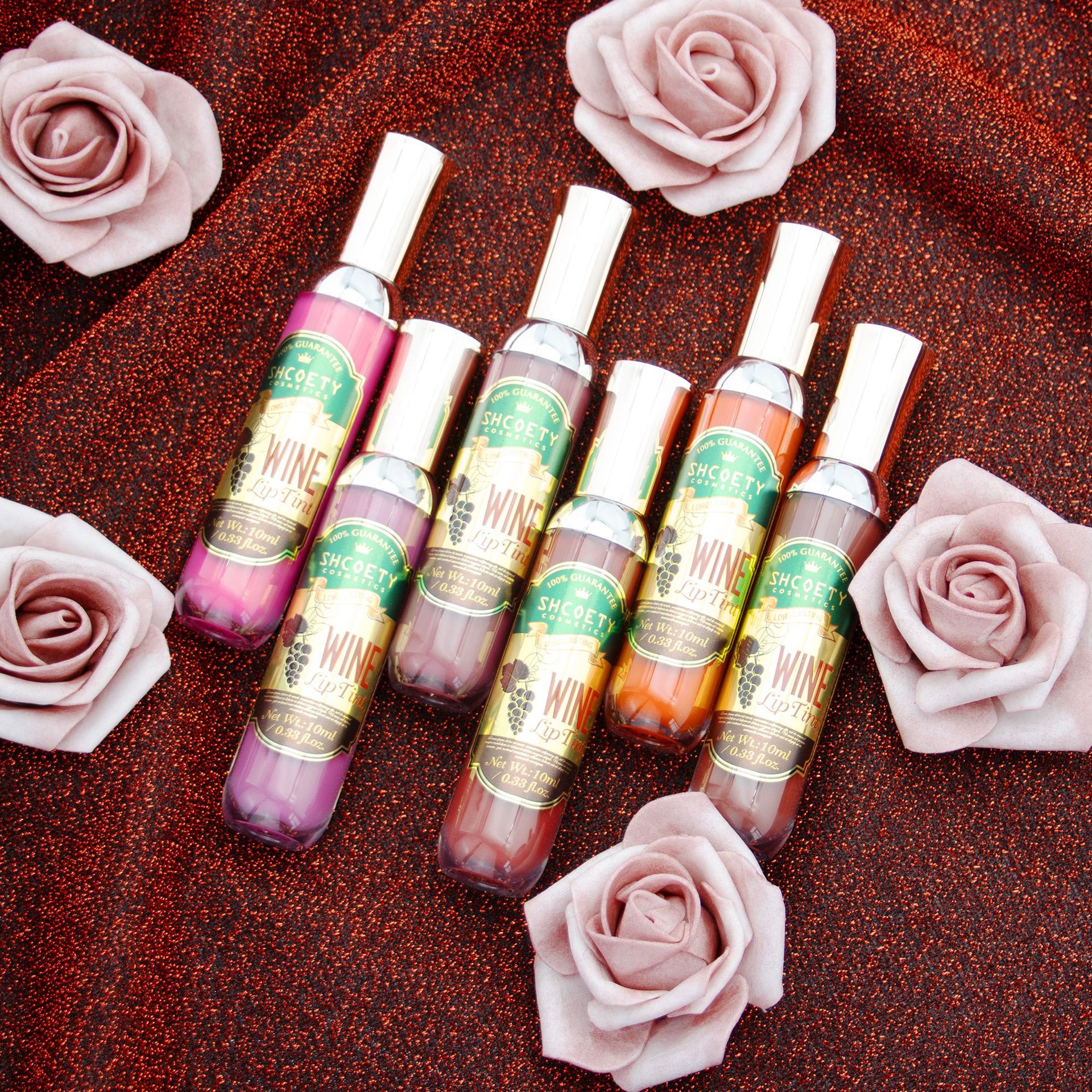 Cross-border lip gloss, red wine bottle, makeup, lip dye, non-fading lips, matte, frosted velvet lip gloss, liquid lipstick undefined