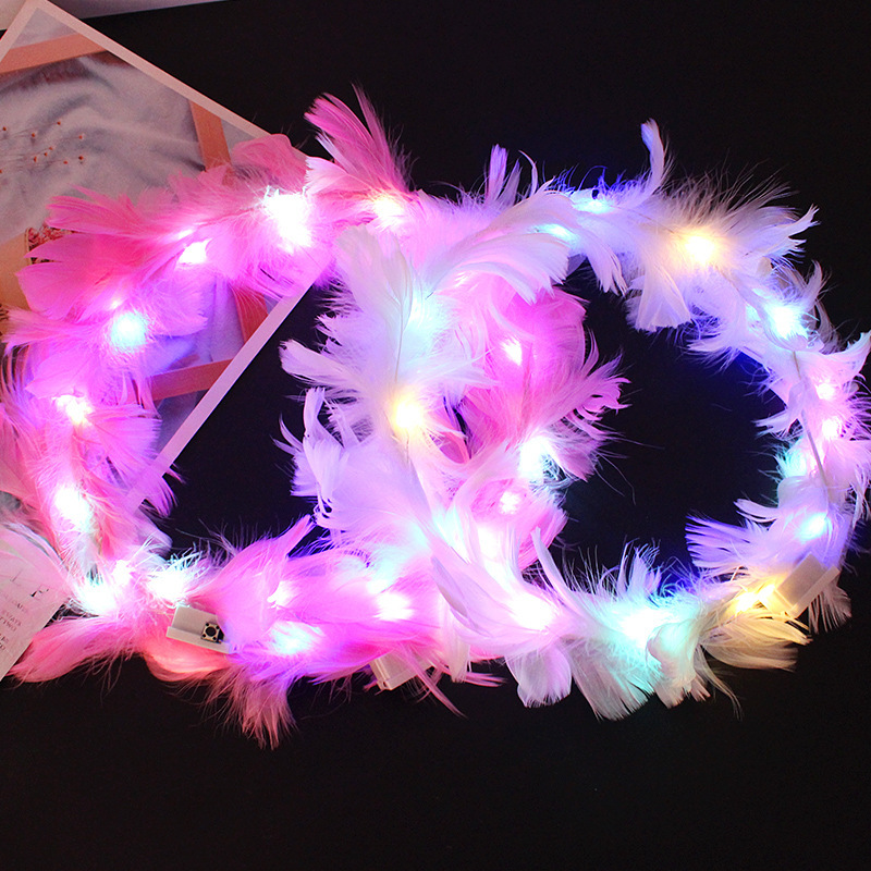 New fairy shiny feather garland rabbit ears internet celebrity night…