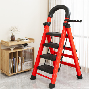 Thickened Steel Pipe Multifunctional Ladder, Step Ladder, Indoor Escalator, Four-Step, Five-Step Ladder, Household Folding Ladder, Six-Step Ladder