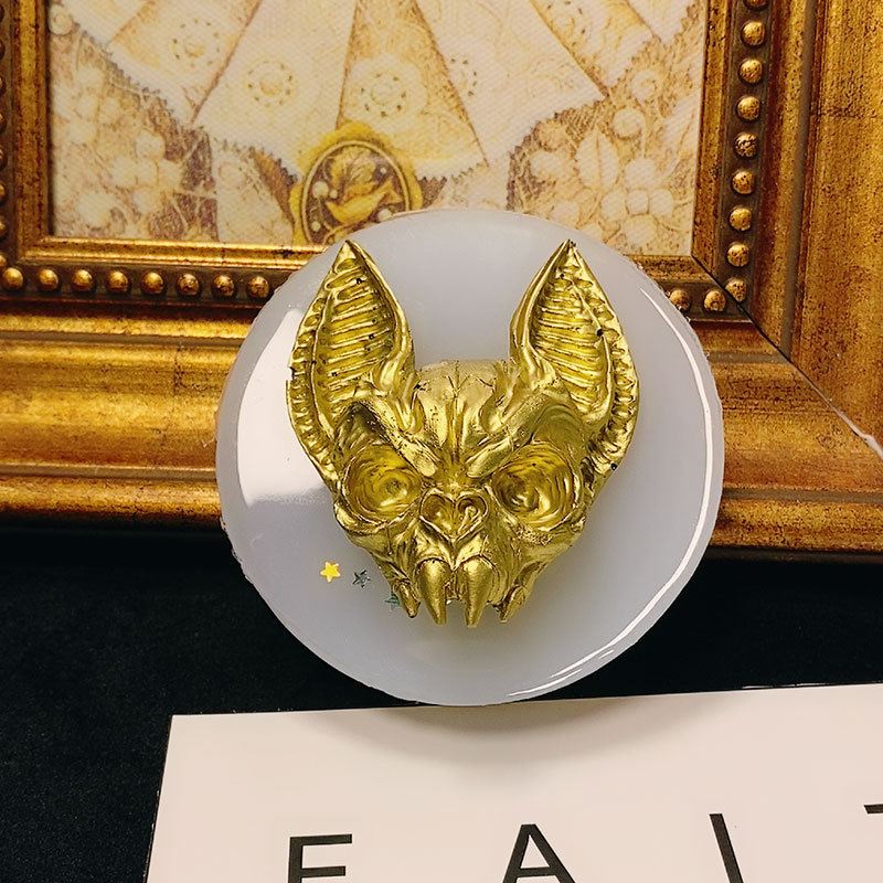 Molde de silicona para decoración de cabeza de gato malvado, adornos de aromaterapia de bricolaje, molde de fondant de gato diablo, pellizco de goteo de chocolate