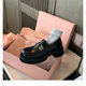 Grape Mom Same Miu College Style Niche Lazy One-Pedal Metal Buckle Loafers Women's Thick-soled Small Leather Shoes