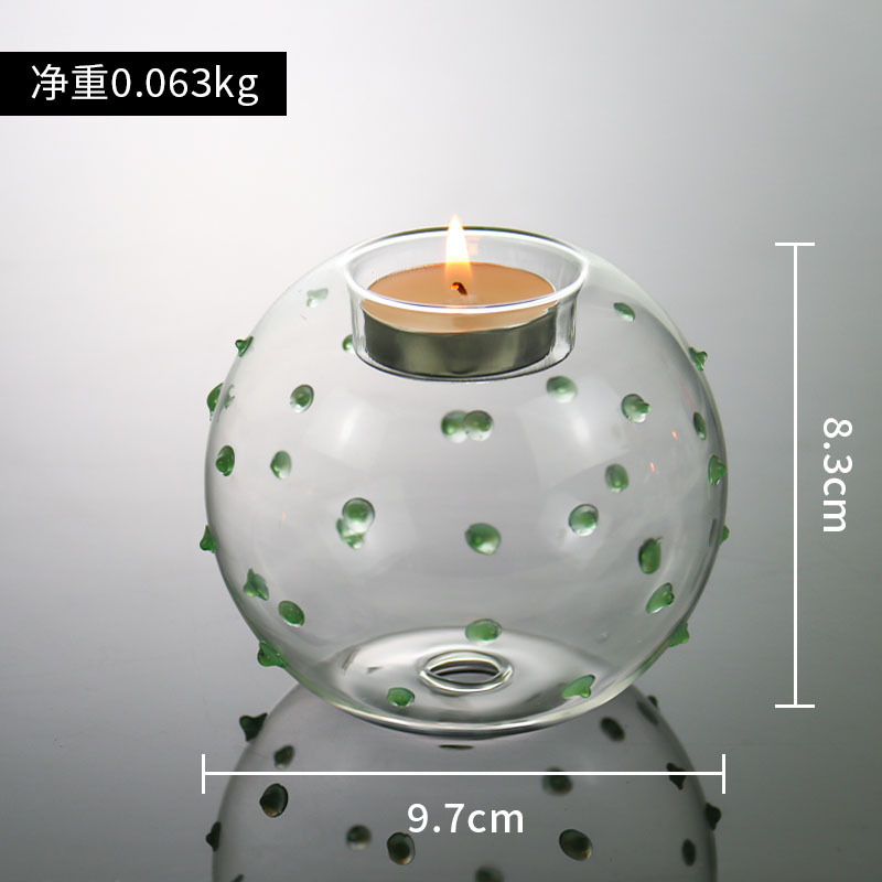Fabricante candelabro de cristal de estilo europeo romántico Luz de lujo diseño de punto esférico simple decoración de escritorio Vela decorativa