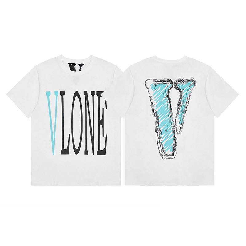 外単VLONE FOG潮牌大v字母Logo桜半袖スケッチ刺繍唇印落書きプリントtシャツ|undefined