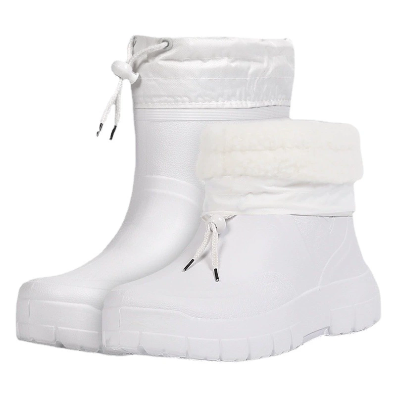 белые пищевые сапоги, прочные короткие сапоги из хлопка, резиновые сапоги из пенопласта, маслостойкие и кислотостойкие кухонные теплые дождевые сапоги, резиновая обувь из ЭВА.