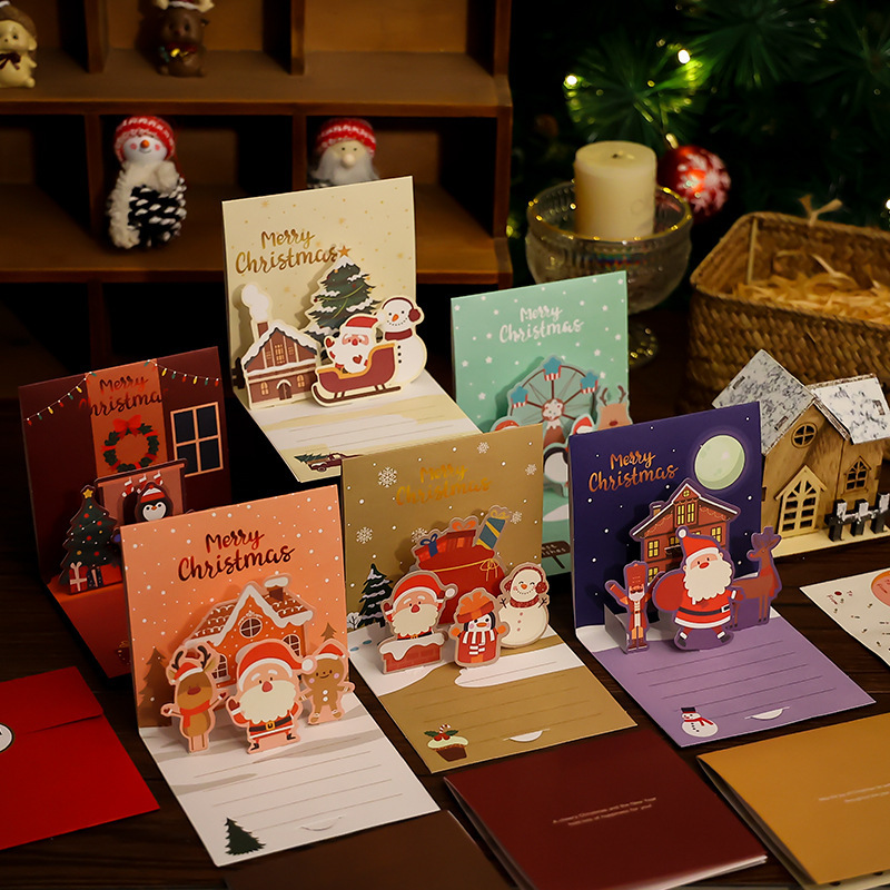 3D Christmas three-dimensional greeting card Thanksgiving Day blessing diy Christmas Eve handwritten gift blank card for teachers
