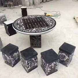 青石户外石桌石凳庭院花园摆件家用室外石桌椅中式庭院茶几石桌