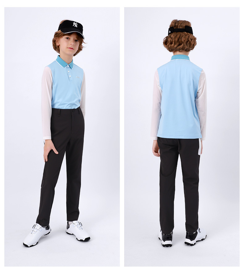 Áo thun golf trẻ em PGM tay dài mùa xuân hè — YF407 màu trắng, YF407 màu xanh nhạt, YF407 màu xanh hải quân chi tiết 10