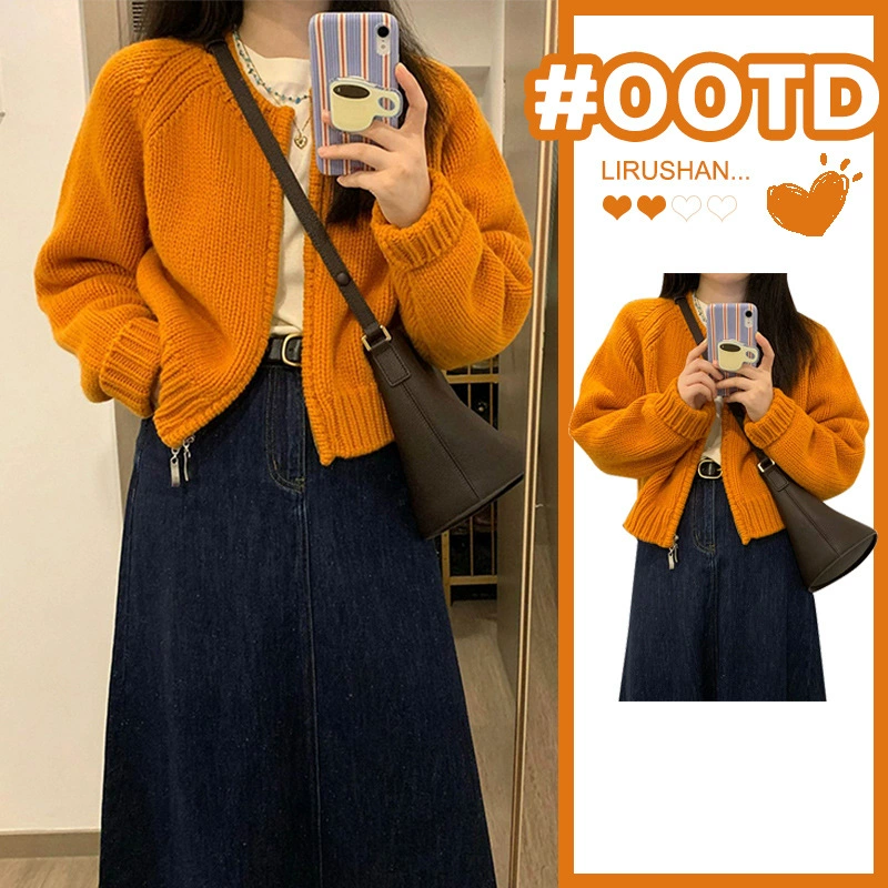 Летний стильный супер-мягкий свитер-жакет для женщин, ранняя весна, ленивый стиль 2025, новый короткий вязаный кардиган-топ