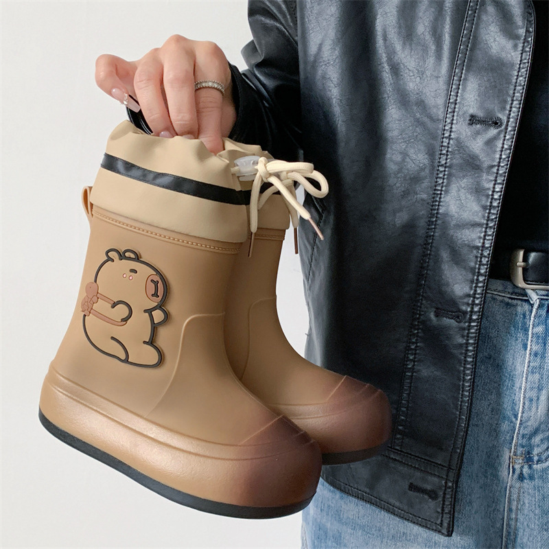 Children's Rain Boots Cartoon Cute Boys and Girls Waterproof Overshoes Kidsren's Baby Non-Slip Rubber Shoes Student Rain Boots Wholesale