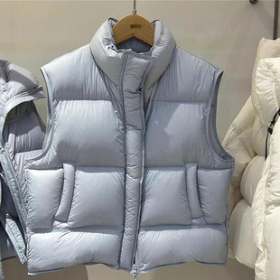 Candy-Colored down Vest for Women, Outerwear, 2025 Autumn and Winter Fashion, Stand Collar, Simple Sleeveless Vest, Petite Vest Jacket