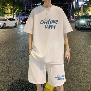 Junior Summer Sports Suit Male Junior High School Students Short-sleeved T-shirt Collocation Handsome Summer Clothes for Big Children