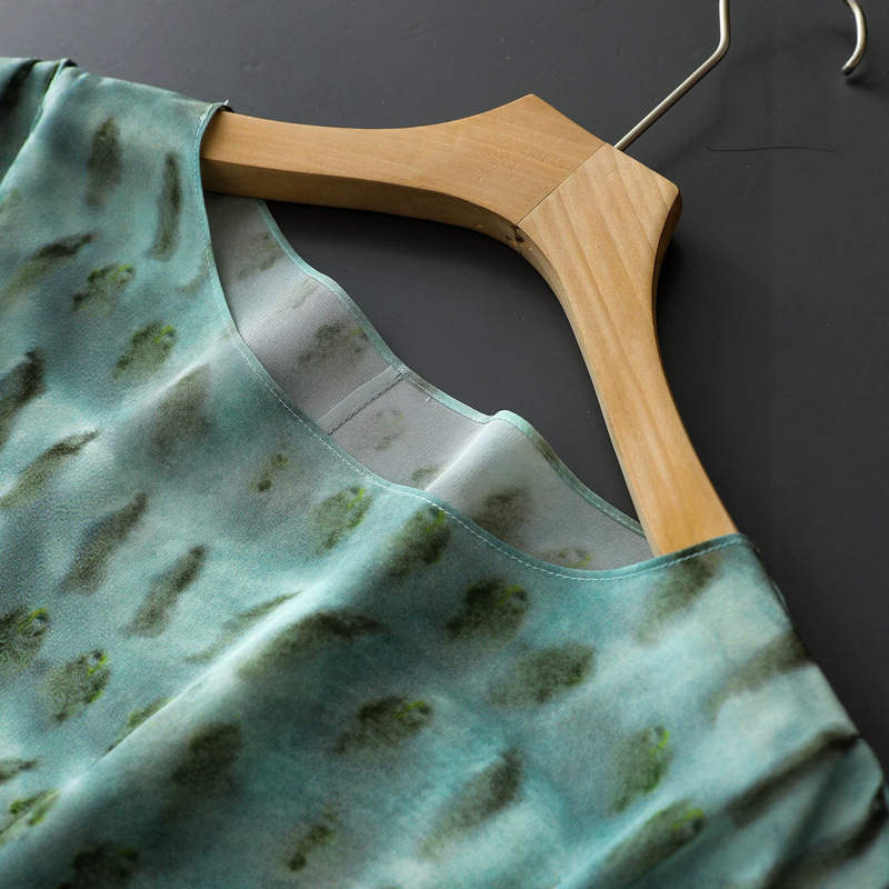 Instantly classy! Full of design sense~ Silk mulberry silk double crepe one-piece wrap dress QZ0168