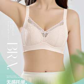无侧骨8837#精美花卉蕾丝文胸34-40 薄B杯聚拢裸感无钢圈内衣批发