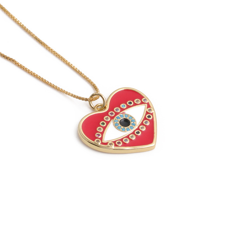 Fashion Heart-shaped Devil Eyes Zircon Pendant Necklace
