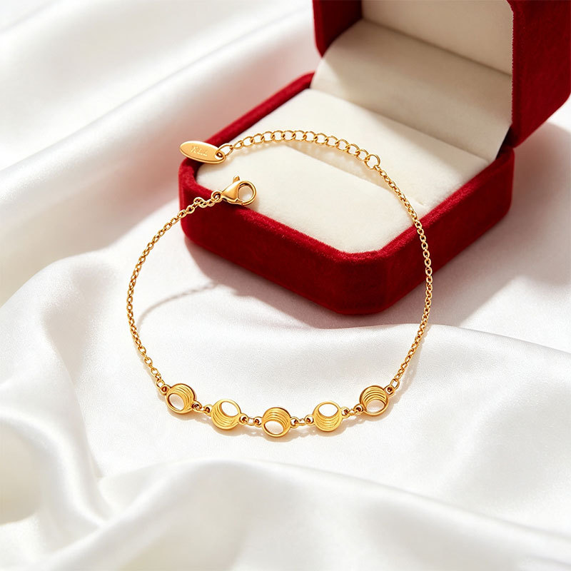 Pulsera Geométrica Redonda de Acero Inoxidable Galvanizado para Mujer