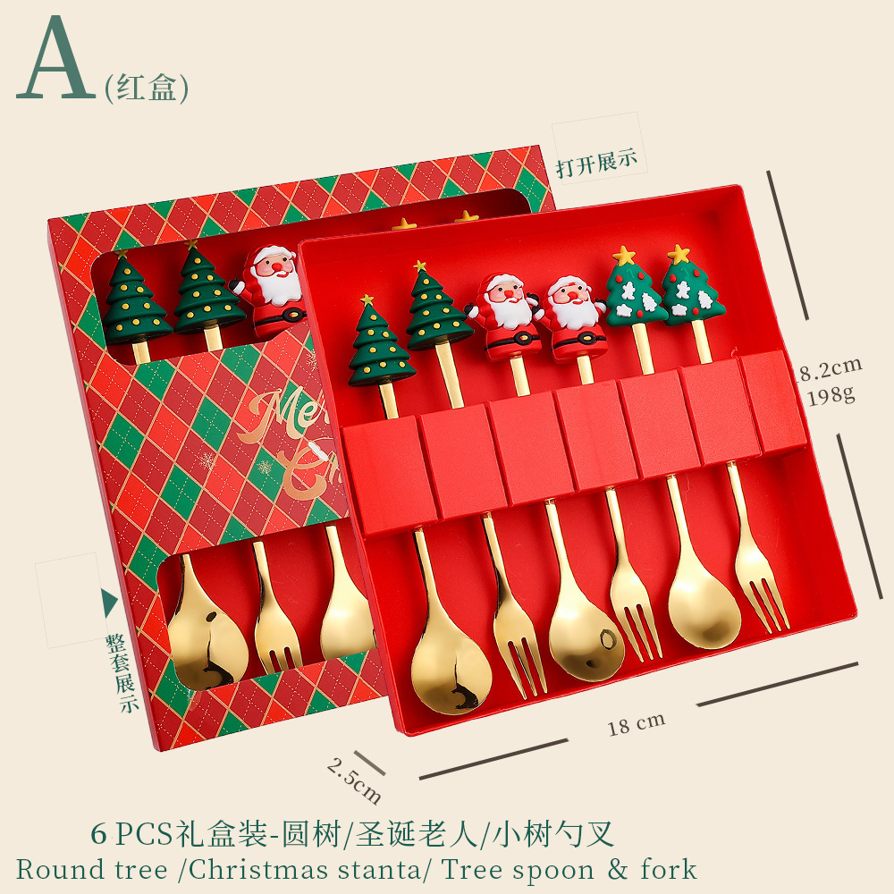 Cucharas nórdicas INS navideñas – cucharas doradas de postre o café de acero inoxidable