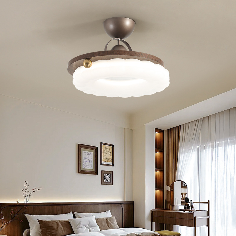 Luz de dormitorio de viento crema medieval, lámpara de techo cálida, nubes de calabaza burbuja de protección de ojos, lámpara de dormitorio principal, lámpara de habitación Zhongshan