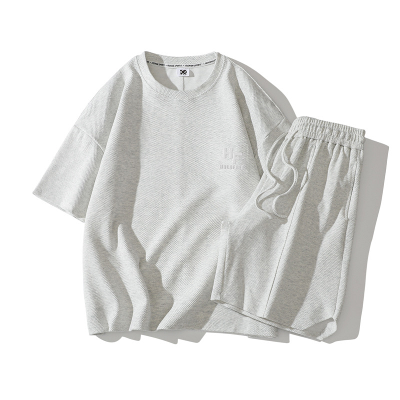 Vyriški drabužiai. Išskirtiniai vyriški marškinėliai apvalia iškirpte, trumpomis rankovėmis, naujas laisvalaikio sportinis kostiumas su lediniu pojūčiu._voghion.com