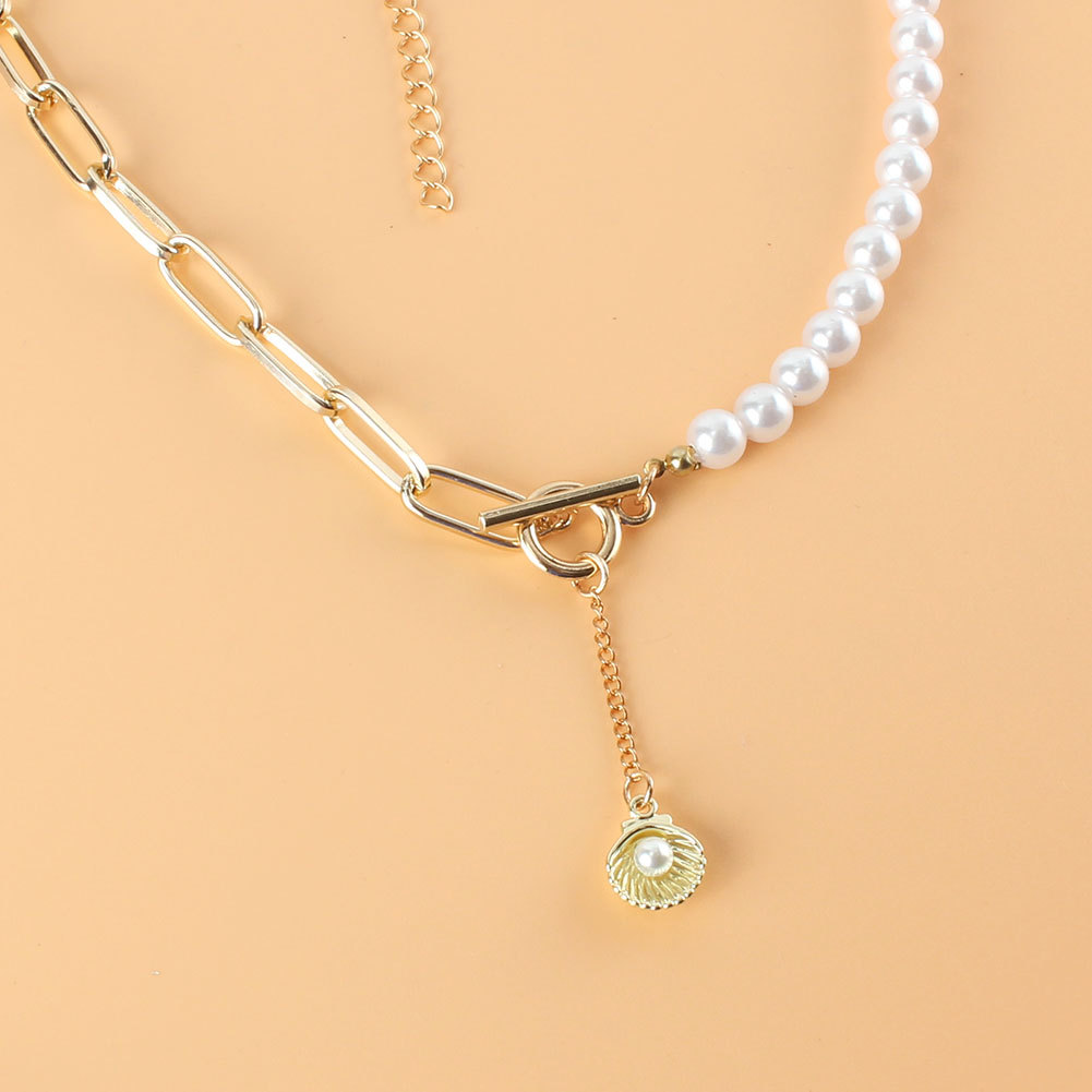 Retro-legierung Perle Spleißen Kette Shell Anhänger Halskette Großhandel Nihaojewelry display picture 3