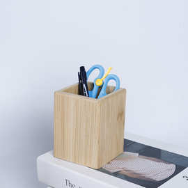 简约木质长方形笔筒学生书房桌面文具收纳盒办公室木质钢笔收纳盒