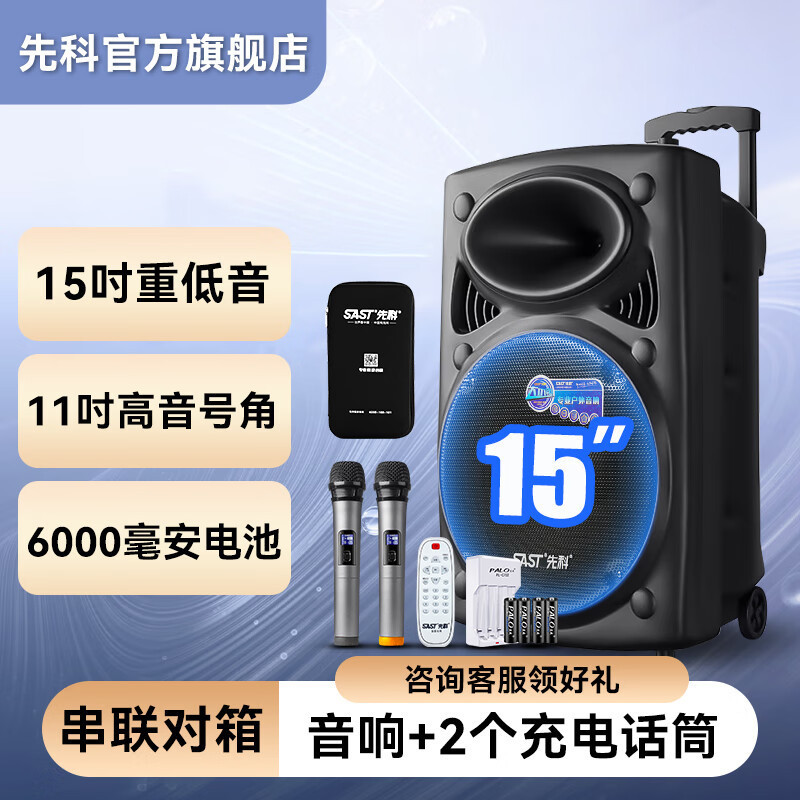 先科の音響の屋外の広場のダンスの大きい音量のレバーのbluetoothのスピーカーの携帯型のサブウーファは音響を持って話をします。|undefined