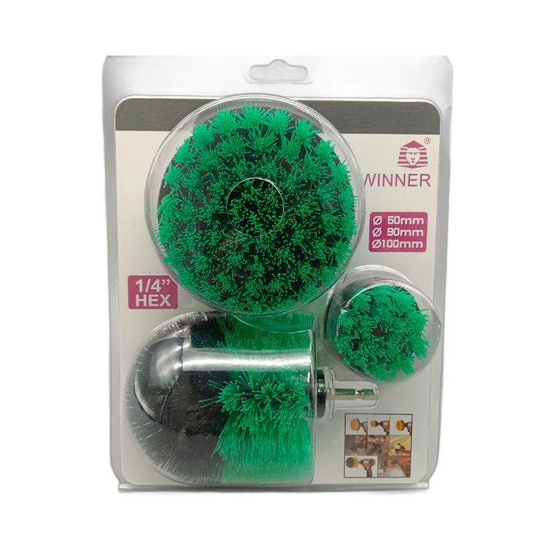 녹색; 전기 드릴 브러시 3 피스 버블 쉘 세트