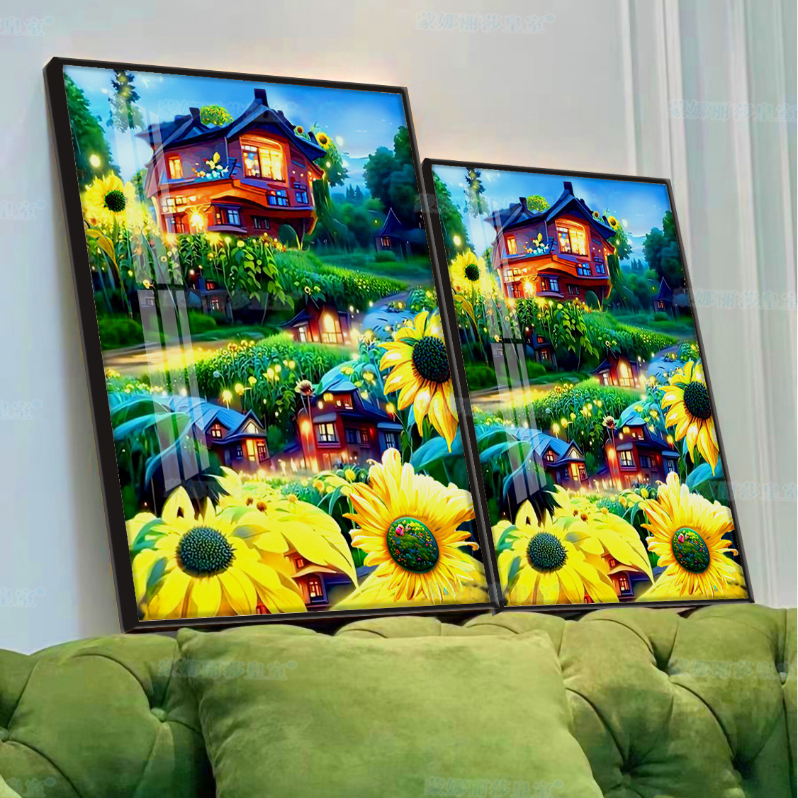 Monalisa Royal punto de cruz bosque cabaña simple hermoso paisaje pequeña pintura decorativa bordado hilo hecho a mano