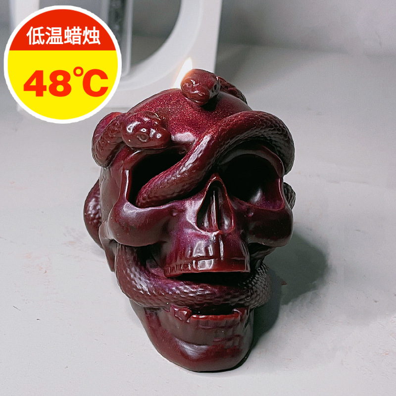 曳艷纏蛇骷髏頭48℃低溫情趣蠟燭 小紅書防燙SM滴蠟調情用品
