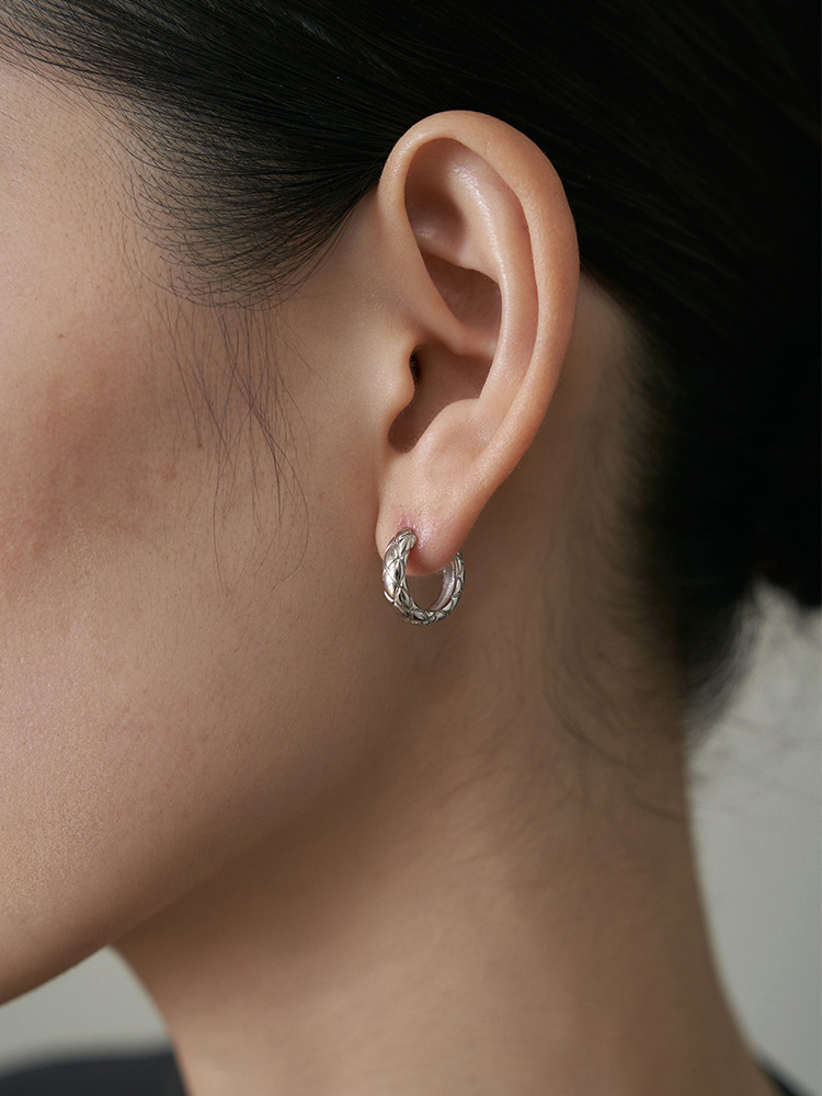 S925 Sterling Silver Diamond Pattern Earrings Women