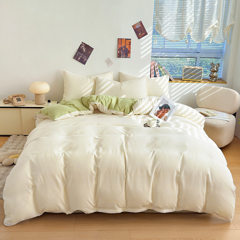 Off-white + clear green / Single quilt cover: [110x150cm]