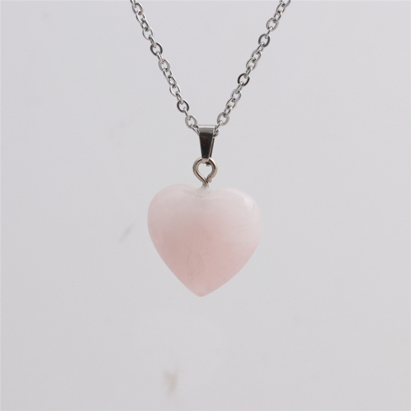 Fashion Pink Crystal Heart Pendant Necklace display picture 3