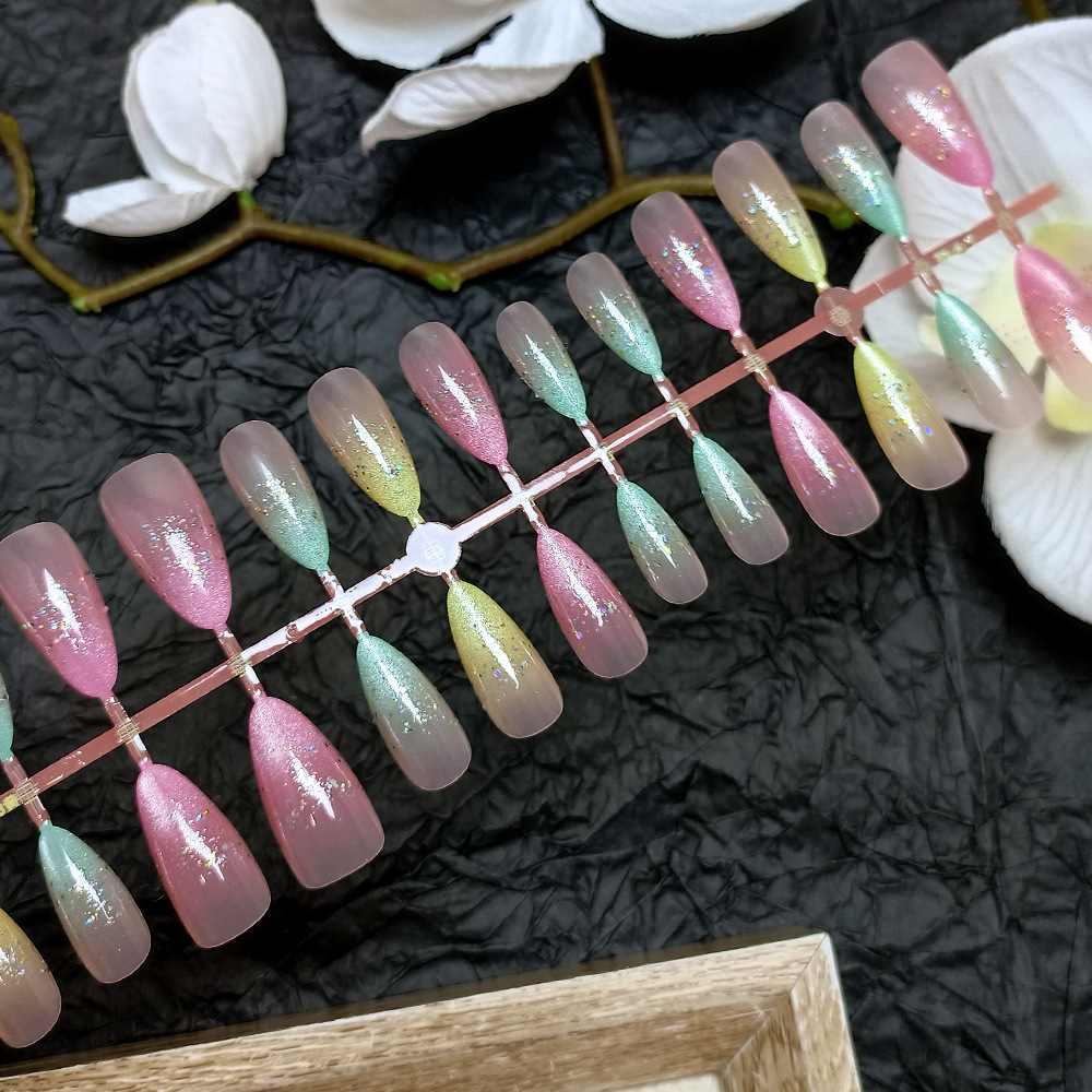 30 piezas de uñas de tamaño dividido, uñas de almendras, ojos de gato dulces, parches de uñas de dopamina, parches de uñas más vendidos image 4