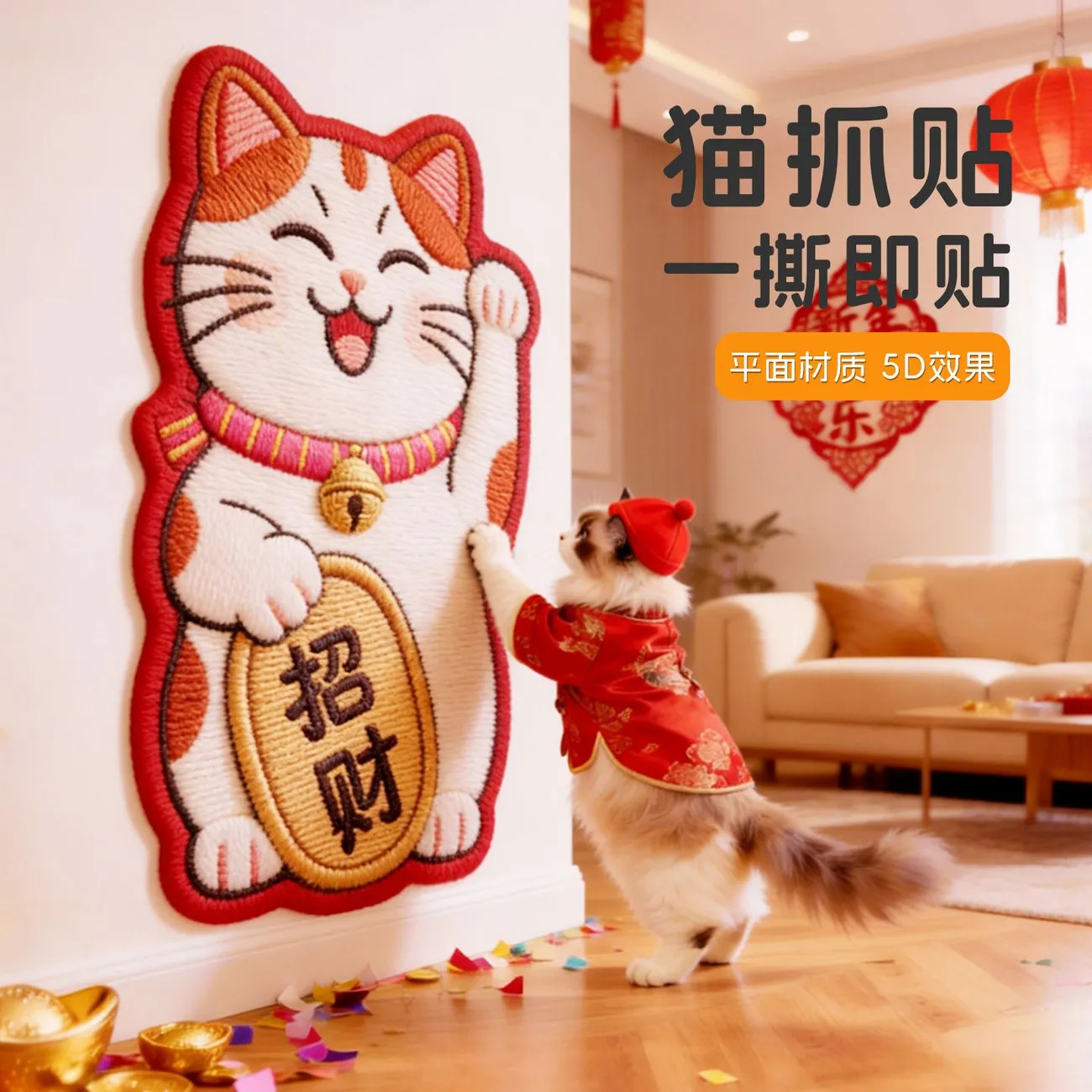 5D New Type of Cat Scratching Mat, Wear-Resistant, Scratch-Resistant, Non-Shedding, Thickened Vertical Cat Scratching Board to Protect Sofa Walls