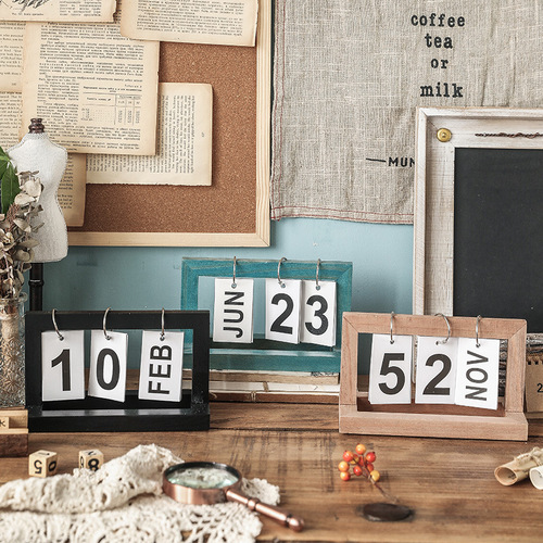 Living room decoration ornaments calendar home accessories office room desktop layout furnishings desk calendar retro wooden