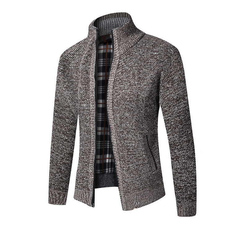 Herren Strickjacke Für Herbst Winter Gefüttert Mit Stehkragen_voghion.com