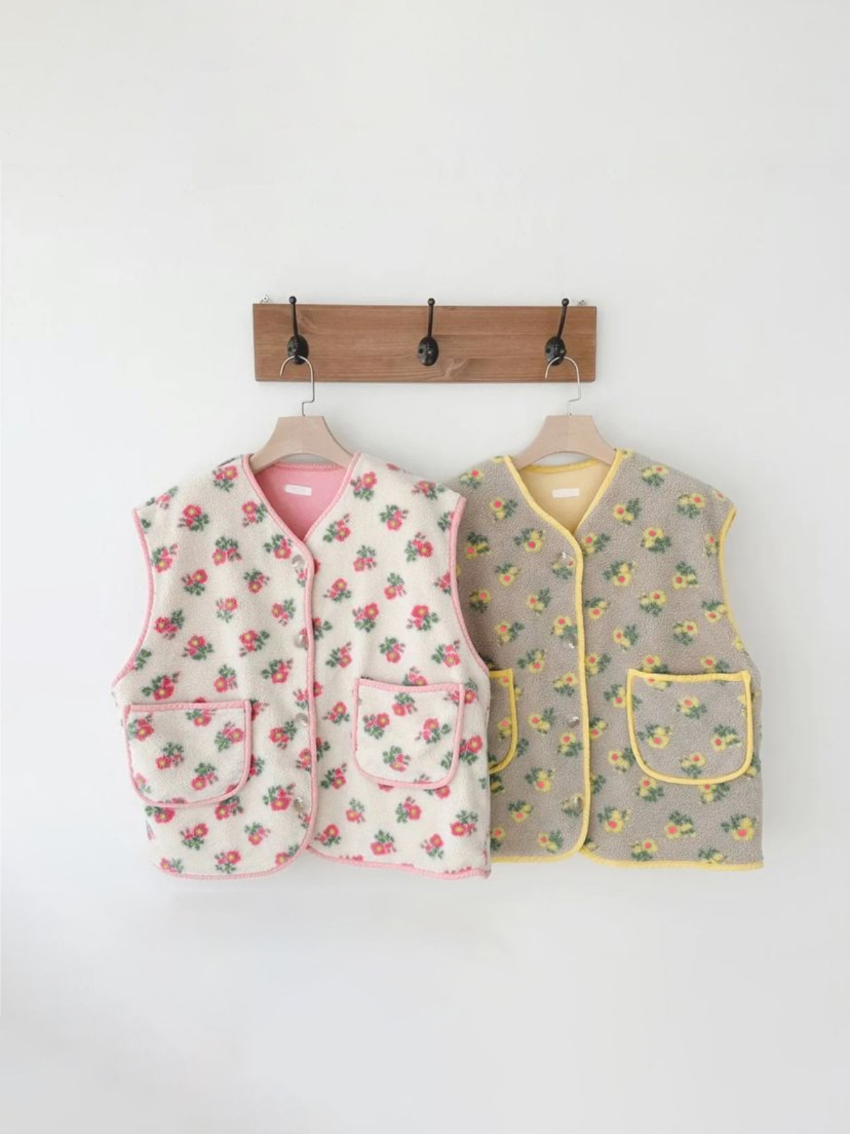 Bebé bebé primavera y otoño floral de terciopelo de doble cara de un solo pecho ropa exterior chaleco niños y niñas bebé niños chaleco caliente