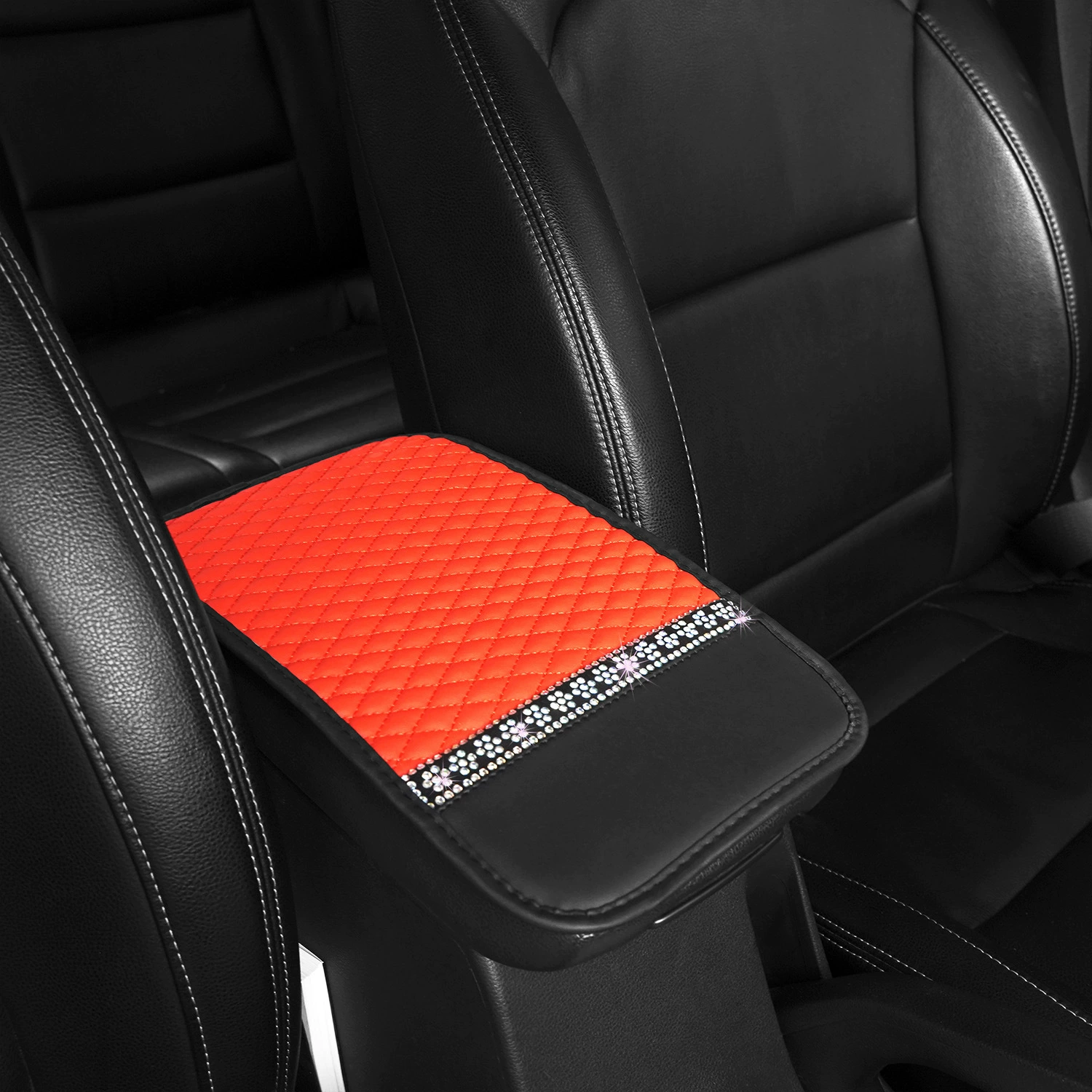 Новый автомобиль подлокотник коврик разноцветная снежинка бриллиант кожаная стеганая вышивка четыре сезона универсальная трансграничная взрывная центральная подлокотник