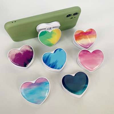水晶滴膠手機支架創意愛心折疊旋轉支架氣墊支架氣囊收納懶人支架