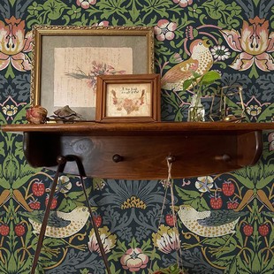 Bedroom Sofa Background Wall Retro French Pattern Mural Accessible Luxury Living Room Wall Cloth Strawberry Thief Wallpaper