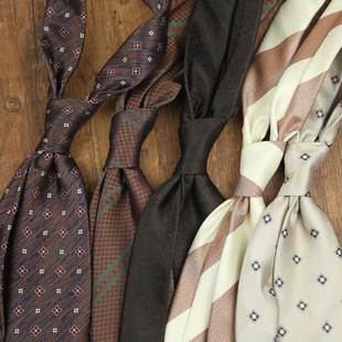 Factory in stock Wholesale Retro Korean Style Dress 8CM Jacquard Striped Wine Coffee Professional Business Interview Tie
