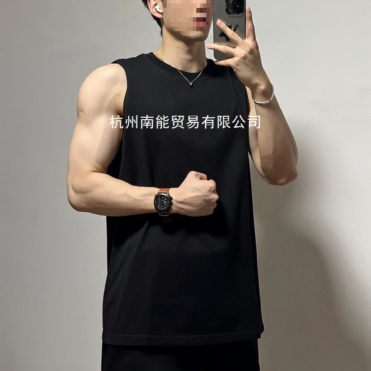Sleeveless men's inner vest, American style high-quality cotton fitness sports muscle t-shirt, summer model