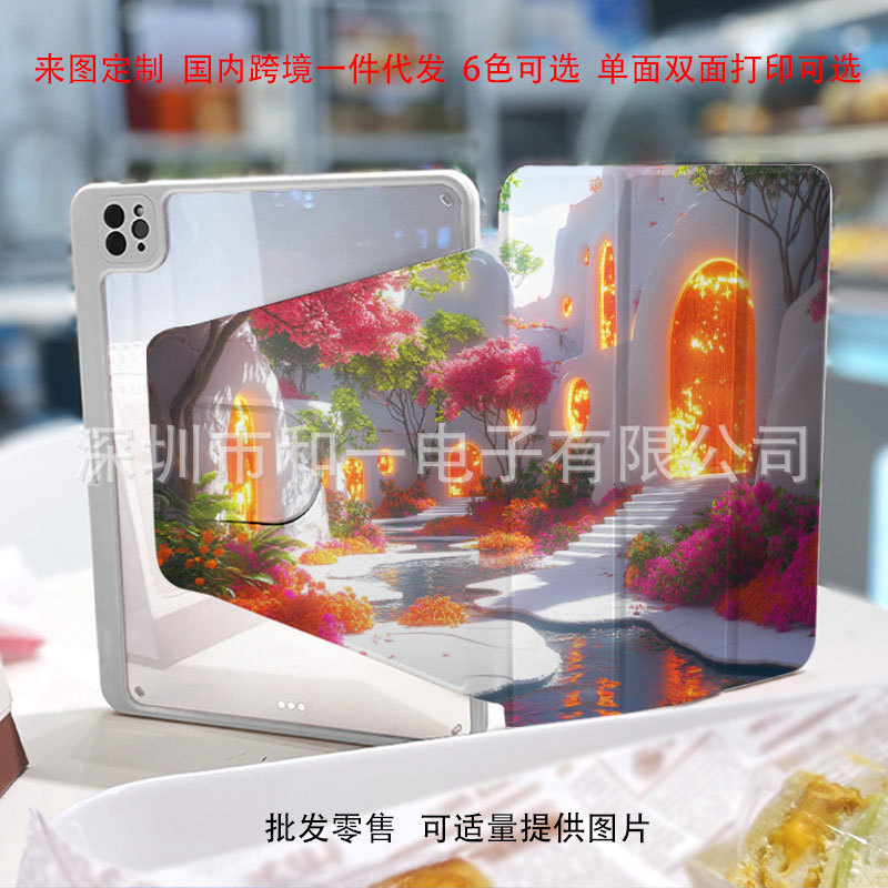 Apple iPad用のペンスロット付きクマの絵カスタマイズされた3つ折り360度回転タブレット保護カバー、スリープウェイクアップ付き|undefined